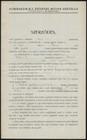 1924 Bp., Az Athenaeum Rt. Színpadi Művek Osztálya által kiállított szerződés, amely a Beauté 3 felvonásos vígjáték kizárólagos magyarországi előadási jogáról szól, Beöthy László (1873-1931) színházigazgató aláírásával