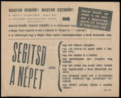 cca 1944 Magyar rendőrökhöz és csendőrökhöz szóló, a német SS-szel való szembeállásra felszólító kétoldalas szórólap, 21x25 cm