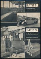 cca 1930 Laticel párnázat autóbuszok részére, kétoldalas szórólap, képekkel
