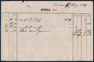 1849 Pest Híd utca, W. Wilhelm Iszer textil- és textilgép nagykereskedő dekoratív számlája