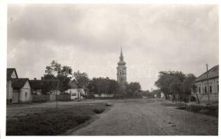 1942 Hajdúbagos, utcakép, Református templom. photo (apró szakadás / tiny tear)