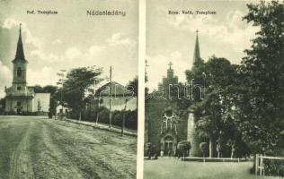 Nádasdladány, Református templom, Római katolikus templom. Hangya Fogyasztási Szövetkezet kiadása