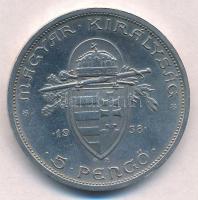 1938. 5P Ag "Szent István" T:1-,2 
Adamo P8.1