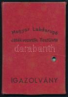 1939 Bp., Magyar Labdarúgók Szövetsége által kiadott fényképes igazolvány Paulini Dániel részére