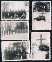 1943 Sághy Tibor (1920-1943) karpaszományos őrmester temetése, 6 db fotó, 6,5×9,5 cm
