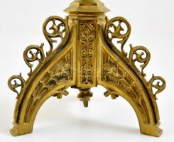 1896 Bronz (padló) gyertyatartó, gravírozott (Ruicsics Teréz) felirattal, jó állapotban, m: 67 cm