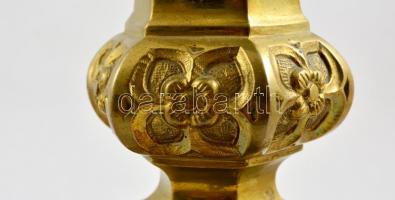 1896 Bronz (padló) gyertyatartó, gravírozott (Ruicsics Teréz) felirattal, jó állapotban, m: 67 cm