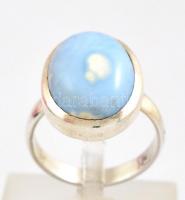 Ezüst(Ag) gyűrű, kék opál kővel, jelzett, méret: 57, bruttó: 8,4 g
