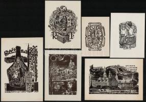 Ex libris Réthy István, 11 db ex libris különböző művészektől, klisé ill. fametszet, papír, jelzette...