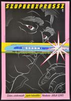 1982 Vida Győző (1951-): Szuperexpressz, japán film plakát, hajtásnyommal, 55,5x39 cm