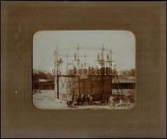 1907 Érsekújvár, Felvidék víztározó építése nagyméretű keményhátú fotó 28x22 cm paszpartuban