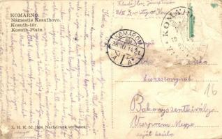 Komárom, Komárno; Kossuth tér, Brenner Ferenc üzlete, templom. L. H. K. 52. / Námestie Kosuthovo / s...