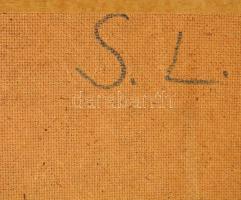 Sárkány Loránd (1904-1973): Francia kisváros, olaj, farost, hátulján jelzett, fa keretben, 68×60 cm