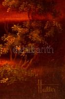 Huller Ágoston (1944-): Naplemente. Olaj, farost, jelzett, keretben, 40×58 cm