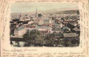 1899 Kolozsvár, Cluj; látkép. Bizományi Antiquar és Könyvkereskedés kiadása / panorama view