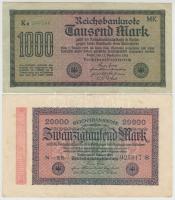 Németország / Weimari Köztársaság 1922. 1000M + 1923. 20.000M + 1.000.000M + 100.000.000M T:III
Ger...