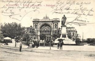 Budapest VII. Keleti pályaudvar, Baross szobor, villamos