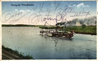 Tahi gőzüzemű oldalkerekes személyhajó Csongrádnál a Tiszán / Hungarian passenger steamship (EK)