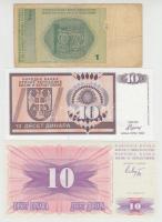 Bosznia-Hercegovina 1992. 10D (2xklf) + 25D + 1000D +  1998. 1M T:I,III
Bosnia and Herzegovina 1992...