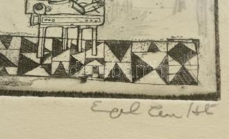 Engel Tevan István (1936-1996): Krúdy-illusztráció: A kék csóka, rézkarc, papír, jelzett, üvegezett ...