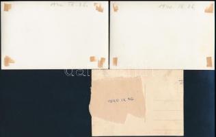 1940 Kolozsvár a bevonulás után (szept. 26.), 3 db fotó, hátuljukon feliratozva, 9×14,5 cm + 1 db cs...