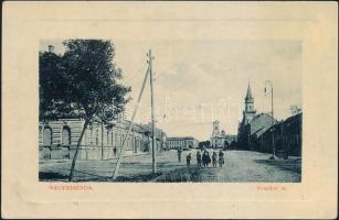 Nagykikinda, Kikinda; Erzsébet út, templomok. W. L. Bp. 2132. / street view, churches (EK)