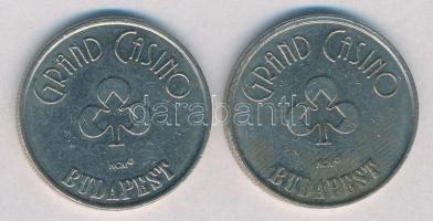 DN 25c "Grand Casino Budapest" fém zseton (2x) T:2