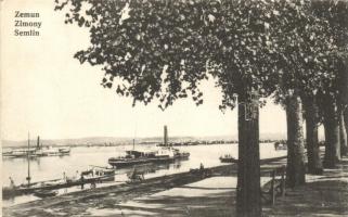 Zimony, Semlin, Zemun; Hajóállomás, gőzhajó. A. Stepner kiadása / ship station, steamship (EK)