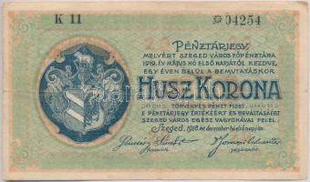 Szeged 1918. 20K Városi Pénztárjegy, K 11-es sorozat T:III,III-