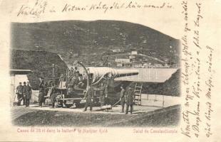 Constantinople, Istanbul; Canon de 28 ct dans la batterie de Madjiar Kalé / 28 cm cannon, Turkish military, artillery (r)