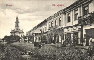 Sátoraljaújhely, Fő utca, Bokros János Vadászkürt szállója, Lövy Adolf üzlete és saját kiadása