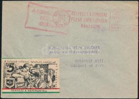 1949 Szavazz a népfrontra levélzáró budapesti helyi levélen