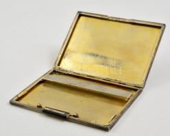 Ezüst (Ag.) cigarettatárca, jelzett, műanyag nyitógombbal, 11×8×0,5 cm, bruttó 152,4 g