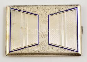 Díszes ezüst (Ag.) cigarettatárca, jelzett, 12×8×1 cm, nettó 147,5 g