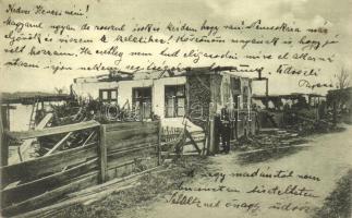 1912 Beresztelke, Breaza; a május 13-i ciklon alkalmával rombadőlt görög katolikus templom, paplak és tanítói lakás. Heiter György fényképész / ruins of the church, parish and teachers home after the cyclone