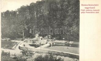 Resicabánya, Resita; Resica-Ferencfalvi nagy vízmű. Felső csatorna beterelő gátja / Resita-Vailug water works, dam