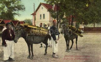 Bosanski prodavaci drva / Bosnische Holzverkäufer / Bosnyák faárus / Bosnian wood merchant, folklore, traditional costume. W. L. Bp. 1910. No. 7. (EK)