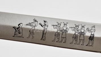 Dekoratív, különféle (római, egyiptomi) motívumos modern dísztőr, acél pengével, pengehossz: 20,5 cm...