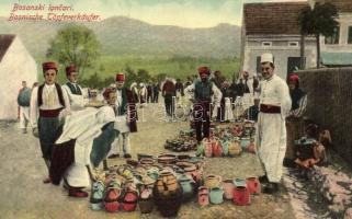 Bosanski loncari / Bosnische Töpfeverkäufer / Bosnyák fazék árus / Bosnian pot merchant, folklore, traditional costume. W. L. Bp. 1910. No. 41. (EK)