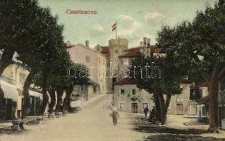 Herceg Novi, Castelnuovo; street view, castle. Verlag Milos L. Popovic, W. L. Bp. (EK)