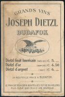 Joseph Dietzl Grand Vins Budafok kihajtható reklámlap