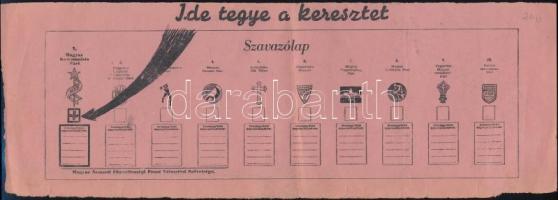 1947 A választási körzetről szóló kitöltetlen értesítő, túloldalán szavazólapot imitáló kommunista propagandával
