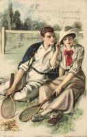 The best of chums. Tennis players, tennis court, romantic, couple. The Knapp Co. No. 318. s: T. Earl Christy (EK)