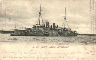 SMS Kaiserin Elisabeth, az Osztrák-Magyar Haditengerészet Ferenc József-osztályú védett cirkálója / K.u.K. Kriegsmarine / Austro-Hungarian Navy I. Franz Joseph-class protected cruiser. F. W. Schrinner (Rb)