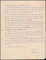 1906 Tisza István (1861-1918) gépelt bizalmas levele egy szabadelvű párti barátjának, benne az alkot...