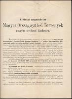 1865 Aláírási megrendelés Magyar Országgyűlési Törvények magyar nyelveni kiadására, Kisgézseni Gegus Dániel, szegedi sz. kir. városi tanácsnok, kitöltetlen aláírási ívvel, hajtásnyommal, 2 sztl. lev.