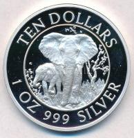 Zimbabwe 1996. 10$ Ag Elefánt / Viktória-vízesés híd T:PP Zimbabwe 1996. 10 Dollars Ag Elephant / Victoria Falls bridge C:PP Krause KM#7