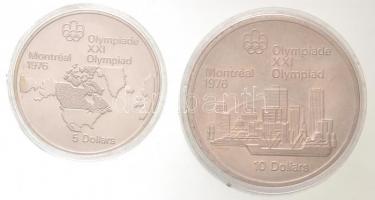 Kanada 1973. 5$ Ag  "Montreali Olimpia - Kingston vitorláshajó" + 5$ Ag "Montreali ol...