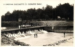 Borzsova, Nagyborzsova, Borzhava; Duzzasztó és Cserkész park, fürdőző cserkészek / dam with bathing scouts, photo