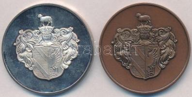 1997. "Szeged 750 éve város 1247-1997" Ag és Br emlékérem pár tokban (34g/0.925/42,5mm) T:...